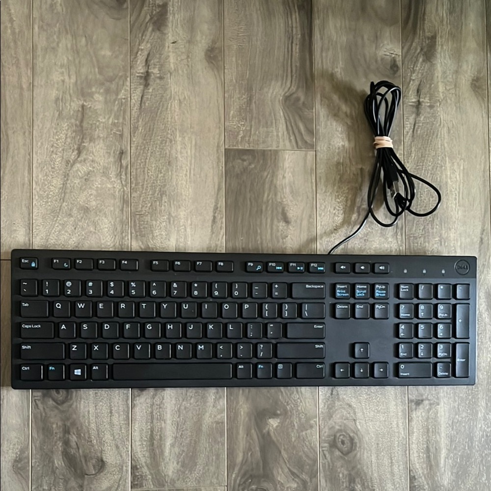 Dell Black Wired Keyboard with Blue Accents